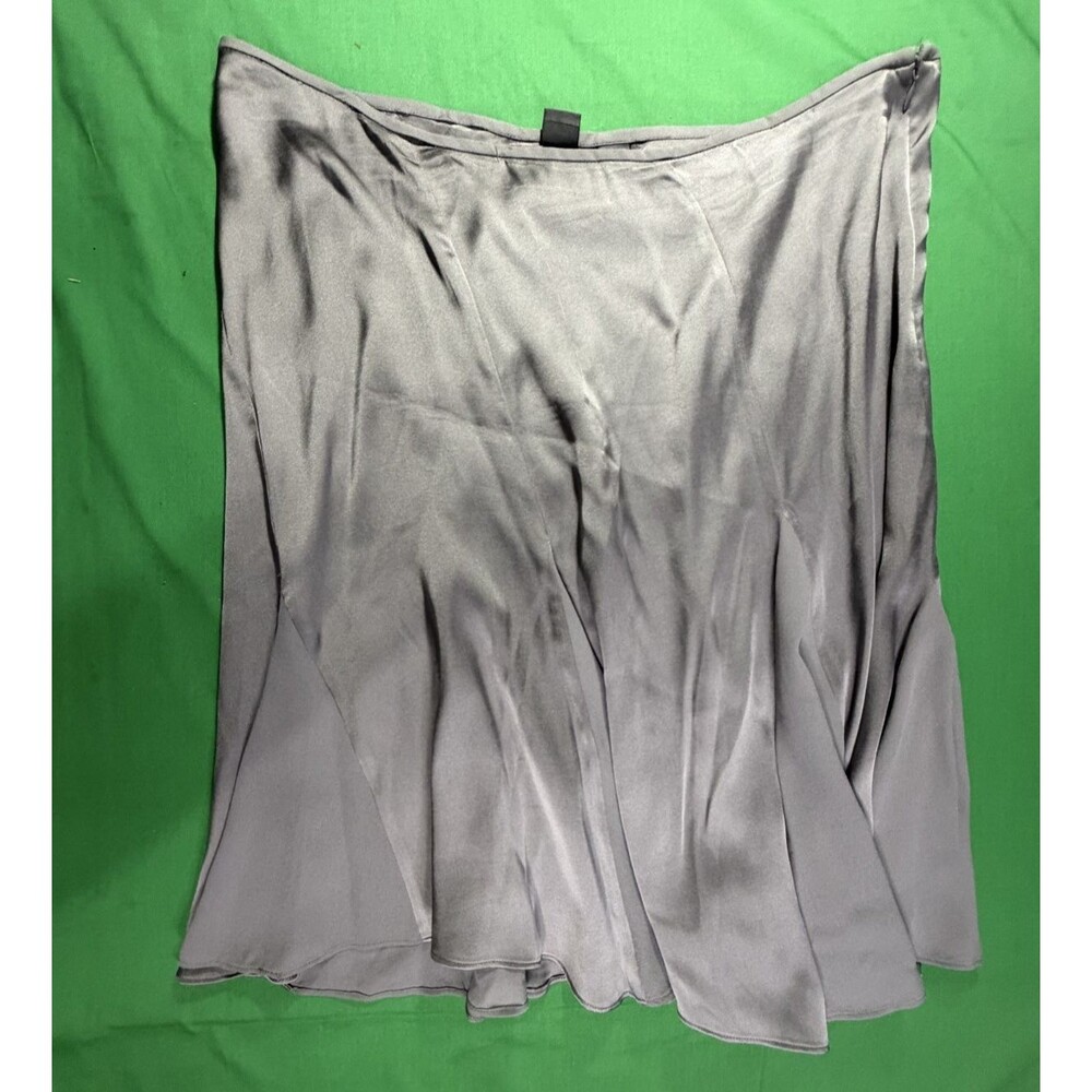 Saks Fifth Avenue Women’s Silk A-Line Skirt Size 16 Silver Flowy Lined